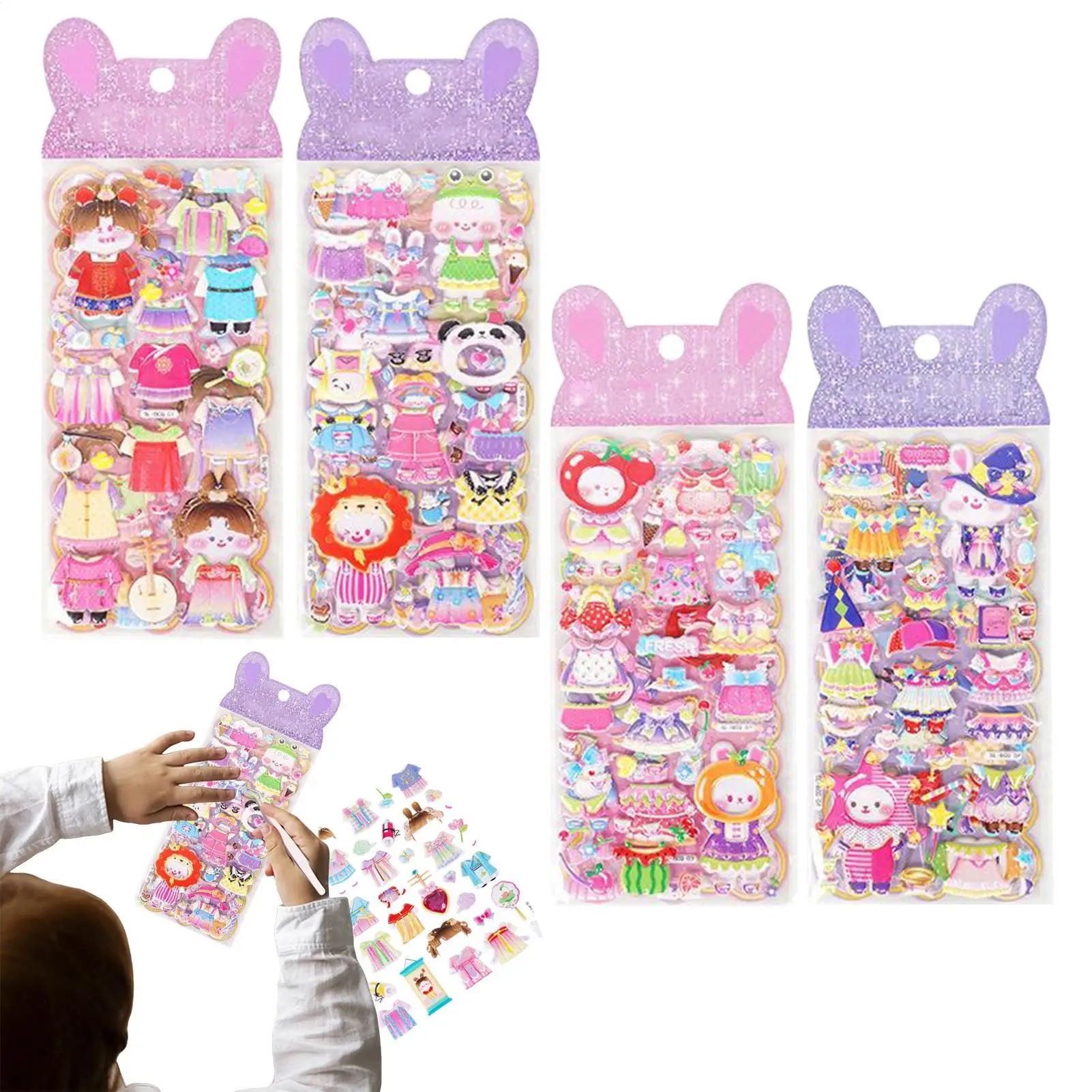 

3D-наклейки с мультяшными животными, 8 листов, многоразовые наклейки с животными для ноутбука, компьютера, бутылки для воды, ежедневника, блокнота