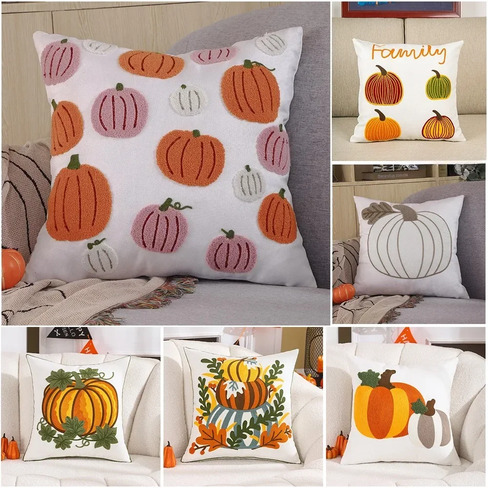 

45x45cm/50x50cm Autumn Pumpkin Cushion Cover Halloween Soft Pillow Cover Pumpkin Decorative Can Be Used for Living Room Sofas