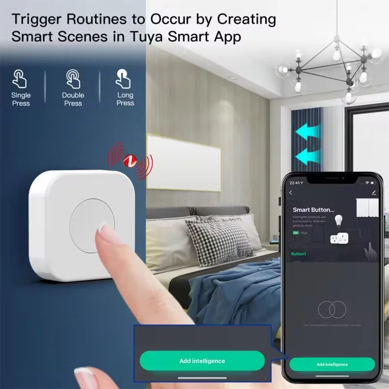 Tuya ZigBee Smart Button Scene Switch Wireless Remote One Key Controller Battery Powered Support Google Home Alexa