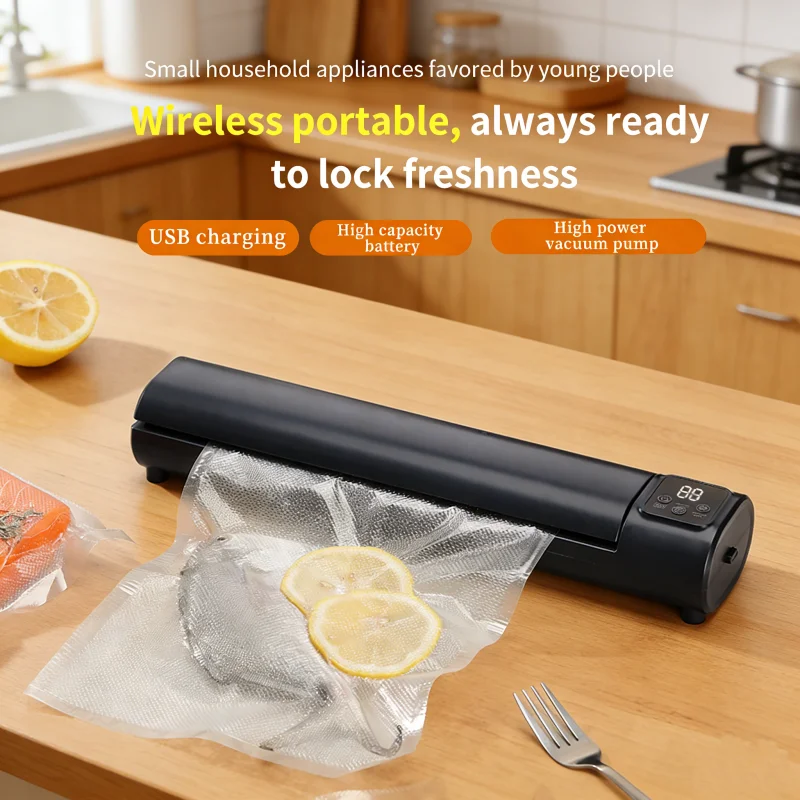

Portable LCD Digital Display Rechargeable Wireless Vacuum Sealing Machine Food Plastic Sealing Machine home packing machine