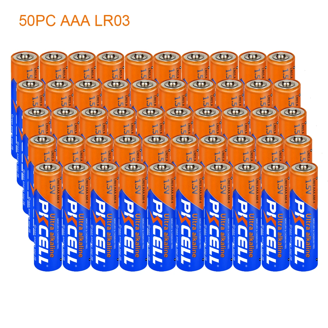 50PCS PKCELL AAA Battery LR03 1.5V Alkaline Battery 3A AM4 E92 AM4 AAA  Single Use Batteries For Remote Control Toy Flashlight