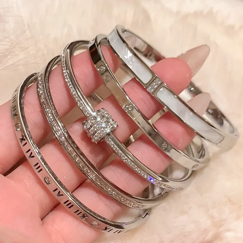 Silver Color Stainless Steel Colorfast Bracelets Skyful Star Bracelet Set for Women Fashion Light Luxury Jewelry Gifts Wholesale