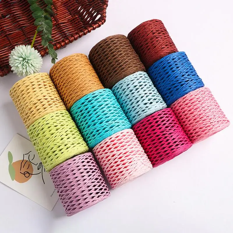 150M Raffia Paper Ribbon DIYs Craft Raffia Straw Yarn for Knitting Crocheting Paper Threads Gift Packing Ribbon Wedding Decor