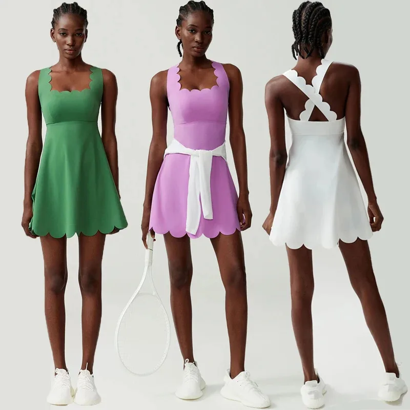 

Women's 2pcs Tennis Dress With Shorts Buttery Soft Gym Suit Breathale Running Active Golf Dress
