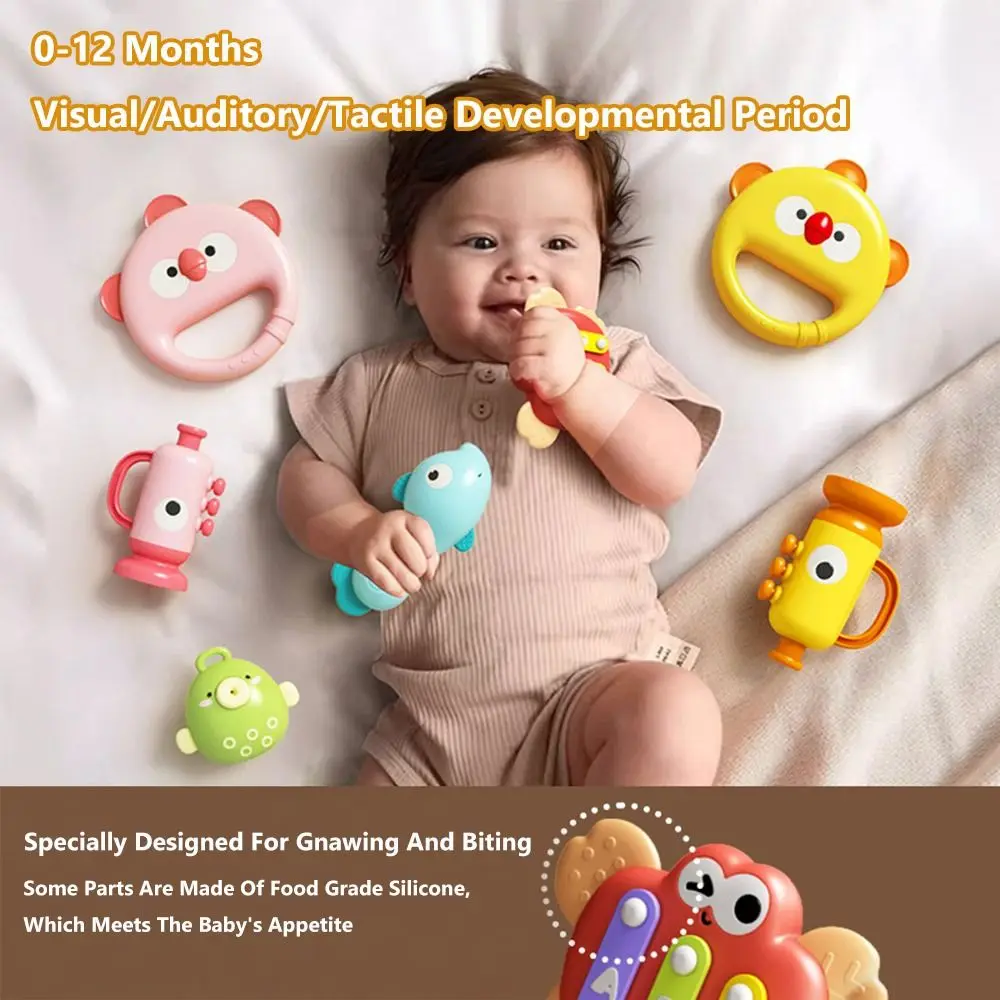 5 قطعة التعليم المبكر الخصر مجموعة طبلة 0-12 أشهر 5 قطعة مجموعة آلة موسيقية قرع أداة الذكاء