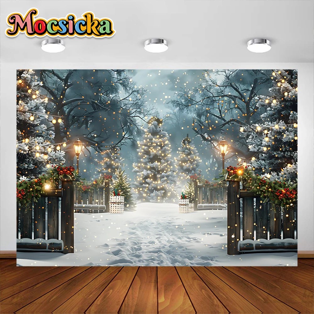 Merry Christmas Backdrops For Photography Xmas Fireplace Tree Gifts Baby Shower Family Party Background Studio Shoots Props