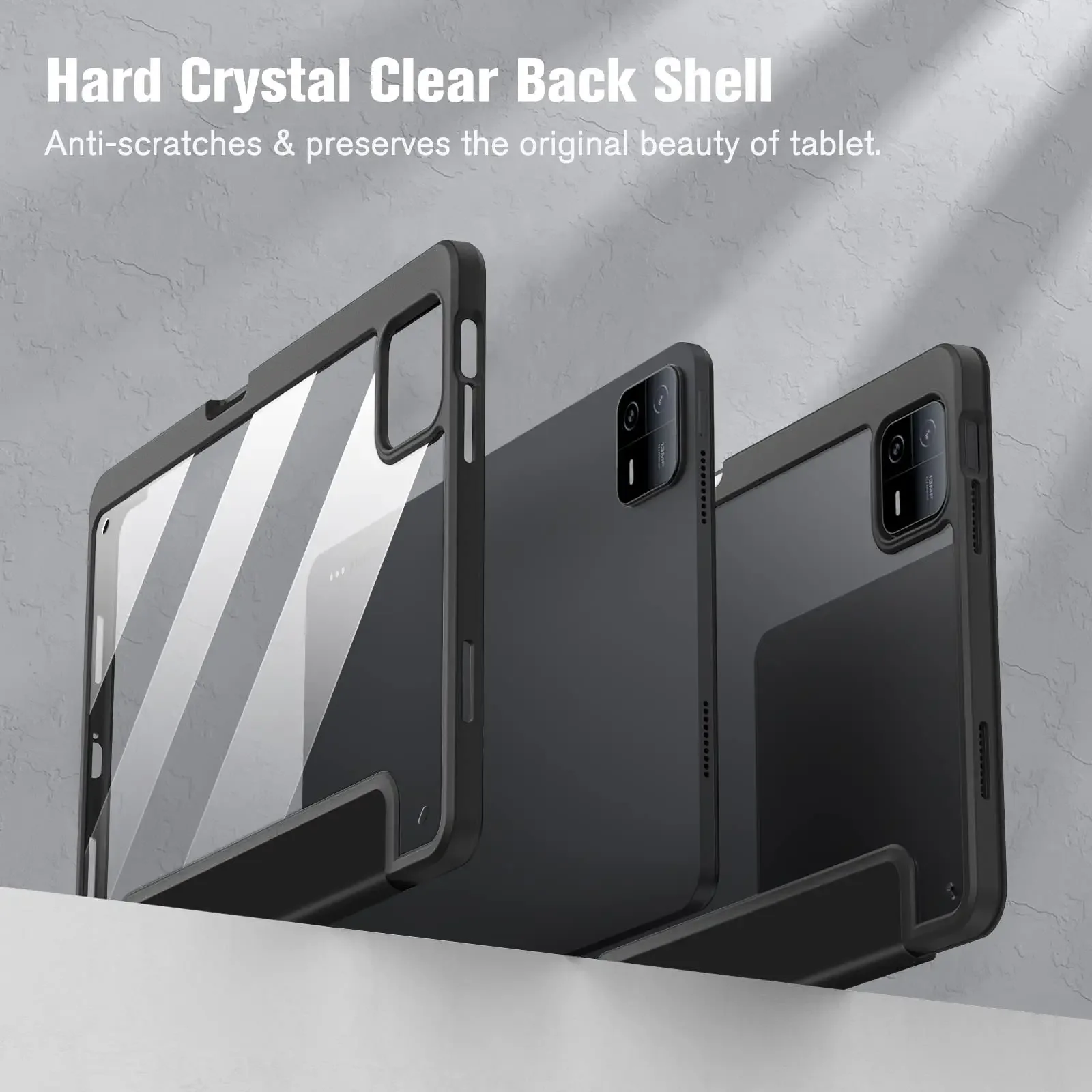 

For Xiaomi Mi Pad Case 7 6 5 Pro Redmi Pad 2 SE 11 12.1 inch Tablet Case Pencil Holder 3-fold Stand Clear Hard Acrylic Cover