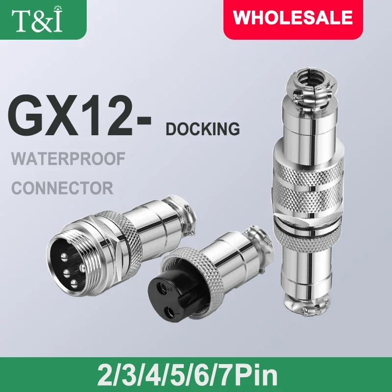 

10 Set GX12 Docking 2 3 4 5 6 7Pin Male&Female Circular Panel Aviation Connector Butt Joint Plug Socket