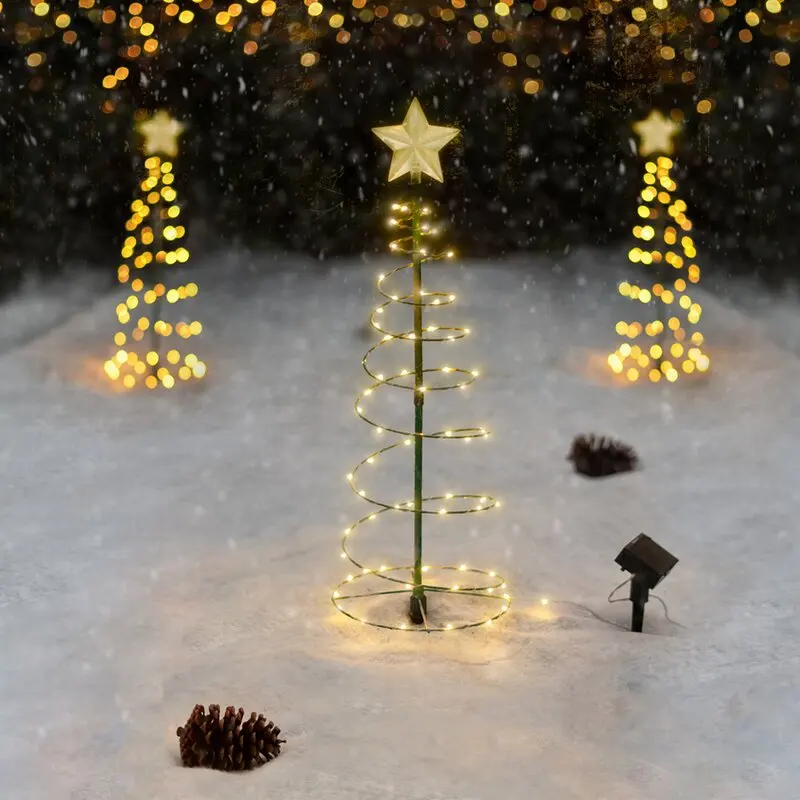 

NEW Christmas Tree Garden Decorative Lights Stars LED Solar Ground Light Outdoor Solar Energy Lamp Mosquito Coil Shape Sun Lamps