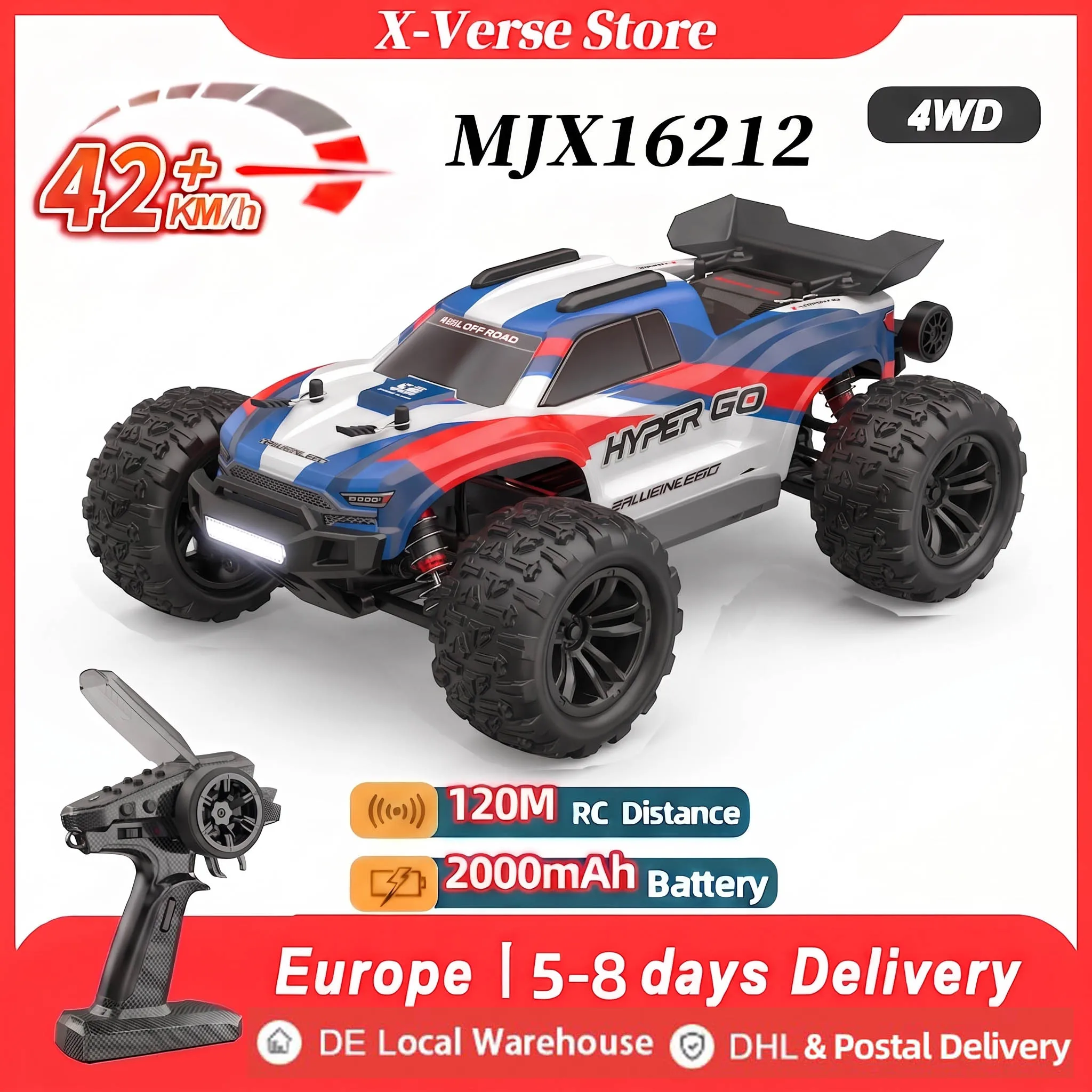 MJX 16212 16213 16218 RC Auto 2.4G Hochgeschwindigkeits-Drift-Rallye-Truck Hyper Go 1/16 Bürstenloser 4WD Offroad-Truck für Kinderspielzeug