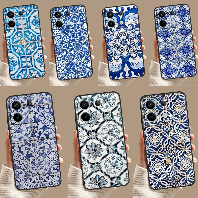 Portuguese Glazed Tiles Funda For Xiaomi Redmi 13C 12 9C 10C 12C Redmi Note 13 9 10 11 12 Pro 9S 10S 11S 12S Case