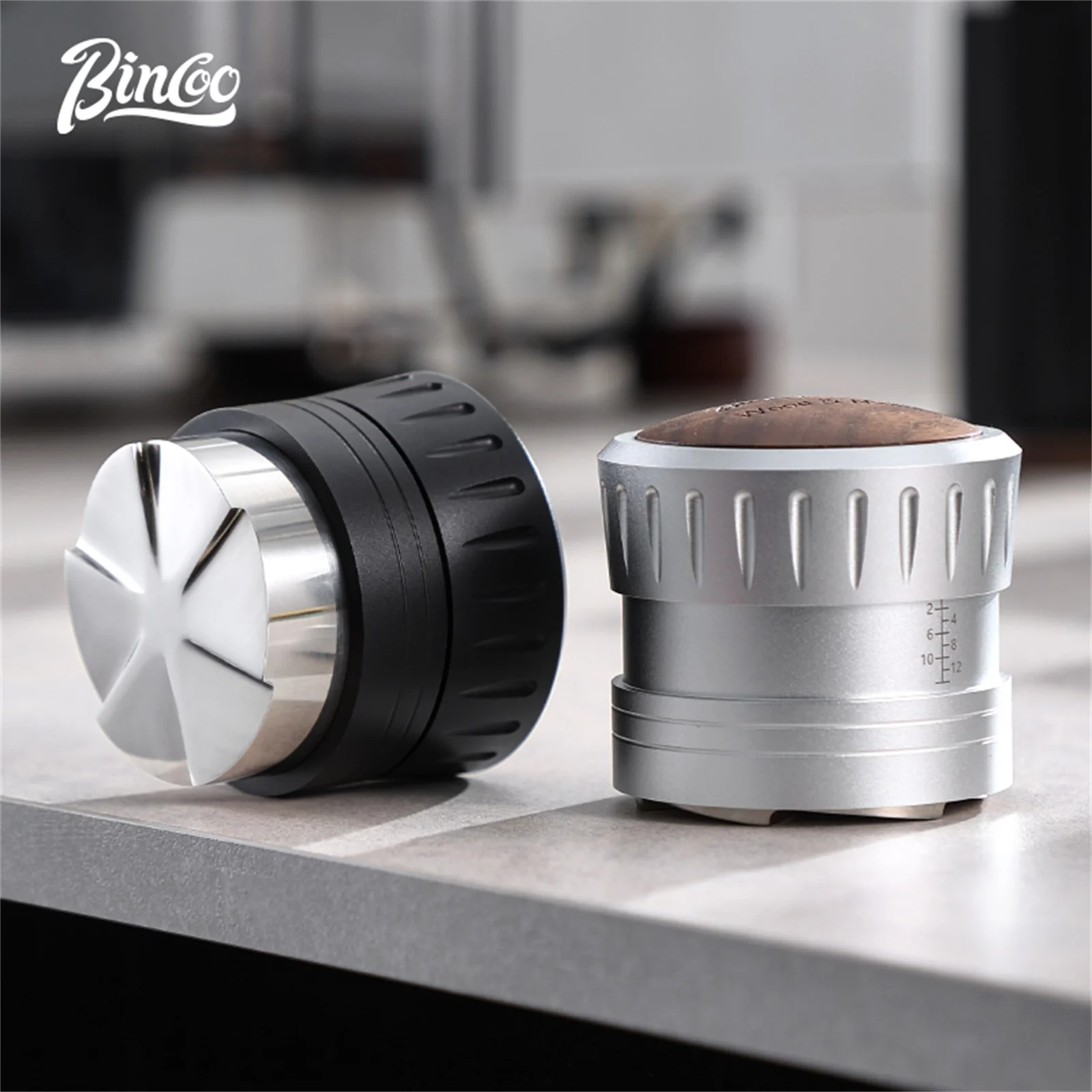 Bincoo Self Gravity Powder Distributor 58.35/58mm Stainless Steel Powder Hammer Automatic Height Adjustment Italian Barista Tool view 4