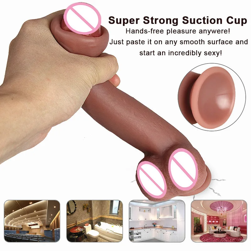 Simulation Dildo True Muscle Penis Liquid Silicone Female With Suction Cups  Masturbation Adult Safer Sex Toys for Woman Sextoys