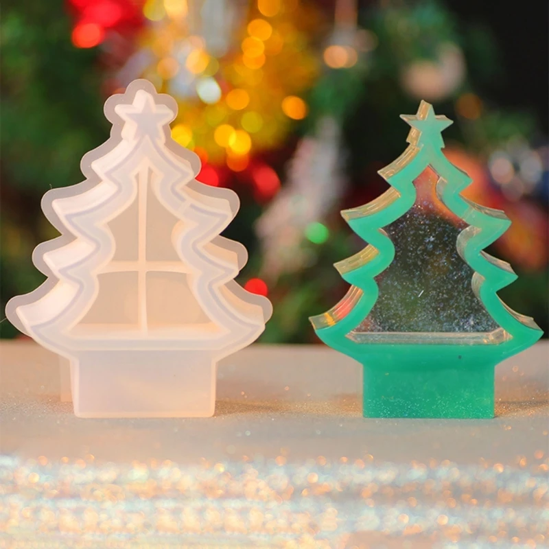 Fast Reach 3D Crystal Lamp Christmas Tree Ornament Silicone Mold Suitable for Epoxy Resin Diy Crafts Jewelry Making Home Decor