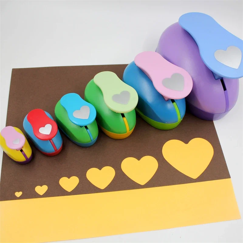 8/16/25/38/50 มม.สีสุ่ม Heart Punch DIY ลายนูน Punches Scrapbooking เครื่องตัดกระดาษ Hole Punch Rounder เครื่องตัด