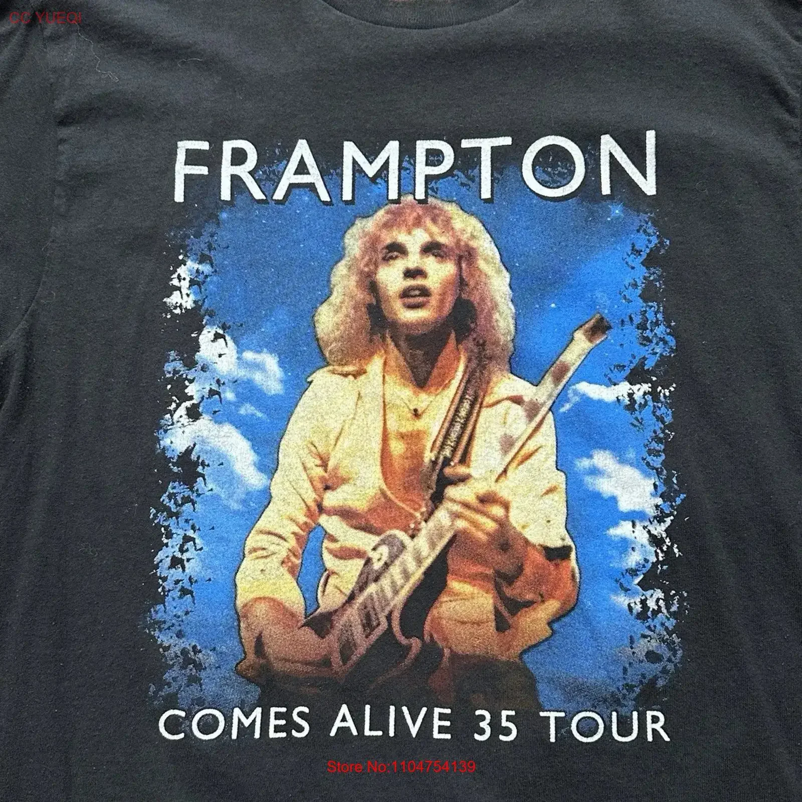 T-shirt de la tournée 2011 de Peter Frampton Comes Alive 35, noir, grande taille, vintage, délavé, double face, pour un usage quotidien, extensible, unisexe