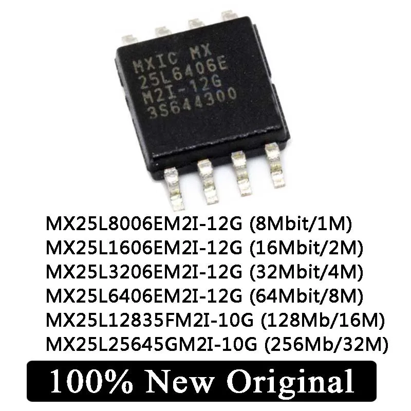 New Memory SOP-8 MX25L8006EM2I-12G MX25L1606EM2I-12G MX25L3206EM2I-12G MX25L6406EM2I-12G MX25L12835FM2I-10G IC Chip in Stock