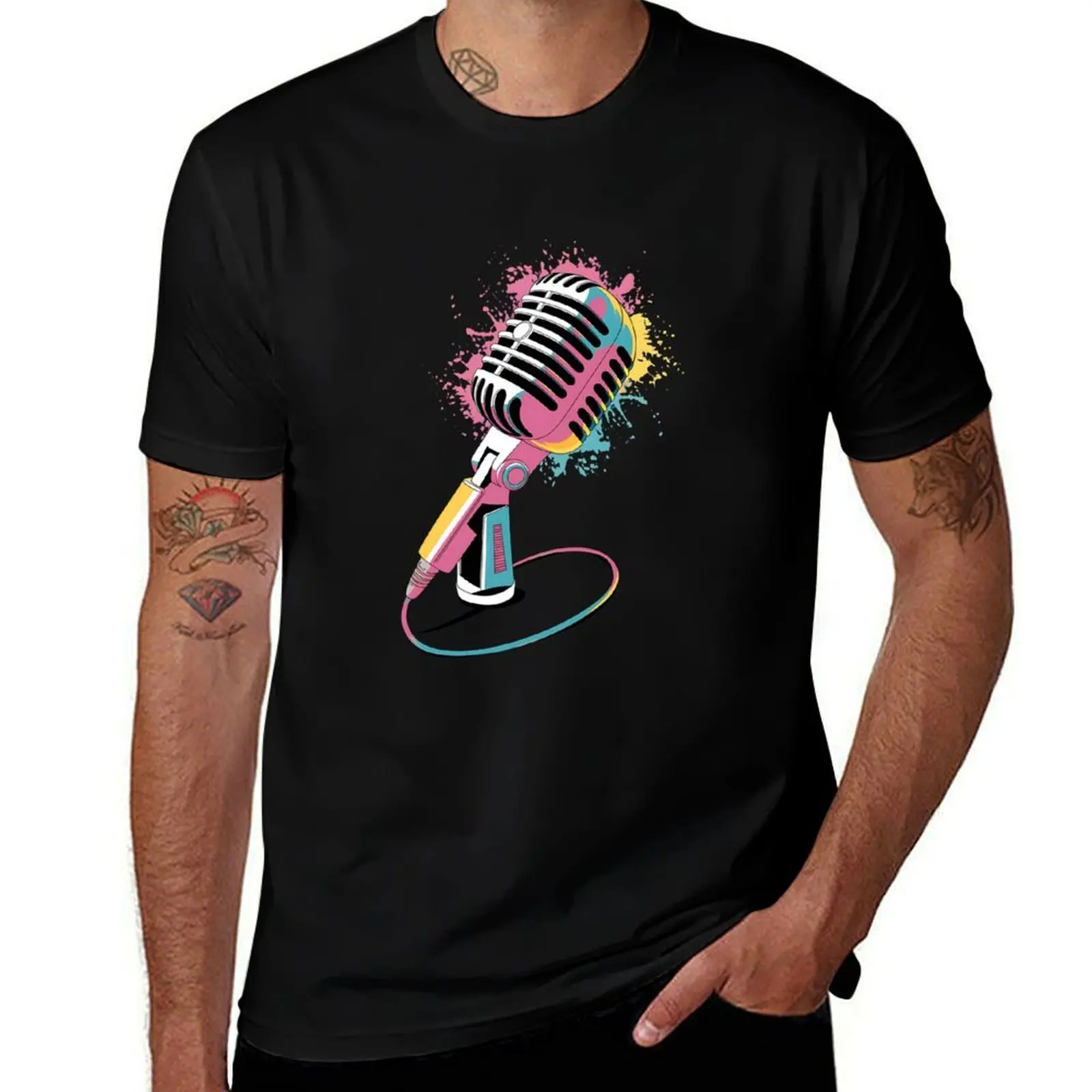 

Microphone Poetry Slam Podcast Colorsplash Singer T-Shirt cute clothes tshirts personalised anime shirt mens fashion