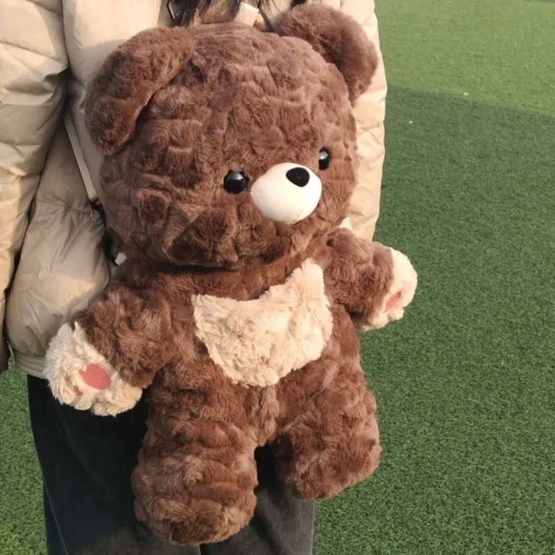 New Cute Plush Brown Bear Backpack Kawaii Soft Animal Knapsack High Quality Lolita Furry Shoulder Bag Fashion Girl Birthday Gift