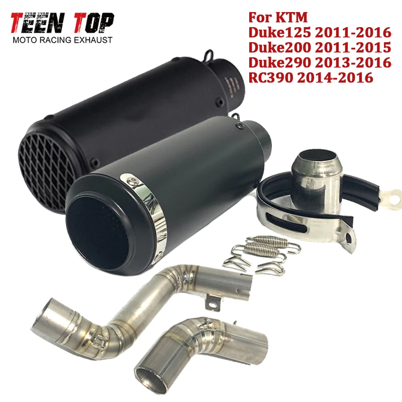 

Slip-on Exhaust For KTM Duke125 Duke200 Middle Link Pipe Exhaust Muffler RC390 Exhaust Silencer 304SUS Elbow 245mm Silencieux