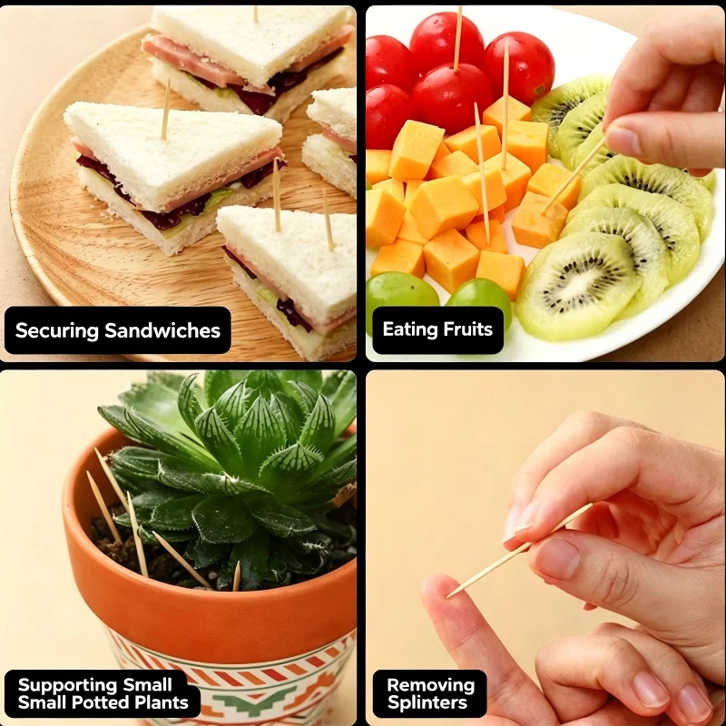 Disposable Toothpick Double Headed Thick and Thin Toothpick Fruit Toothpick Household Toothpick Natural Bamboo Toothpick