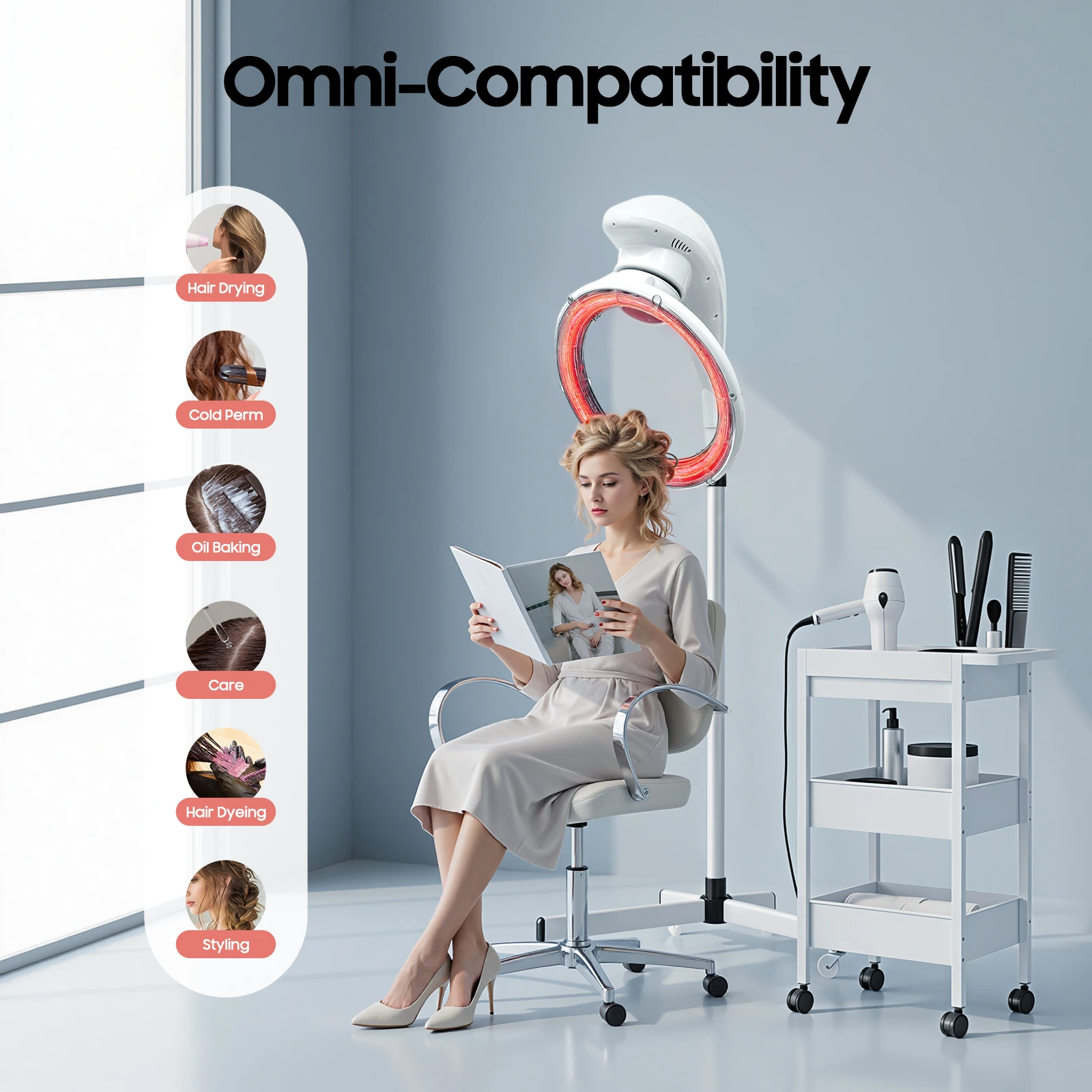 

950W Stand Salon Hair Dryer Professional Infrared Hair Color Processor Perm Styling Hair Processor Stand Hair Dryer