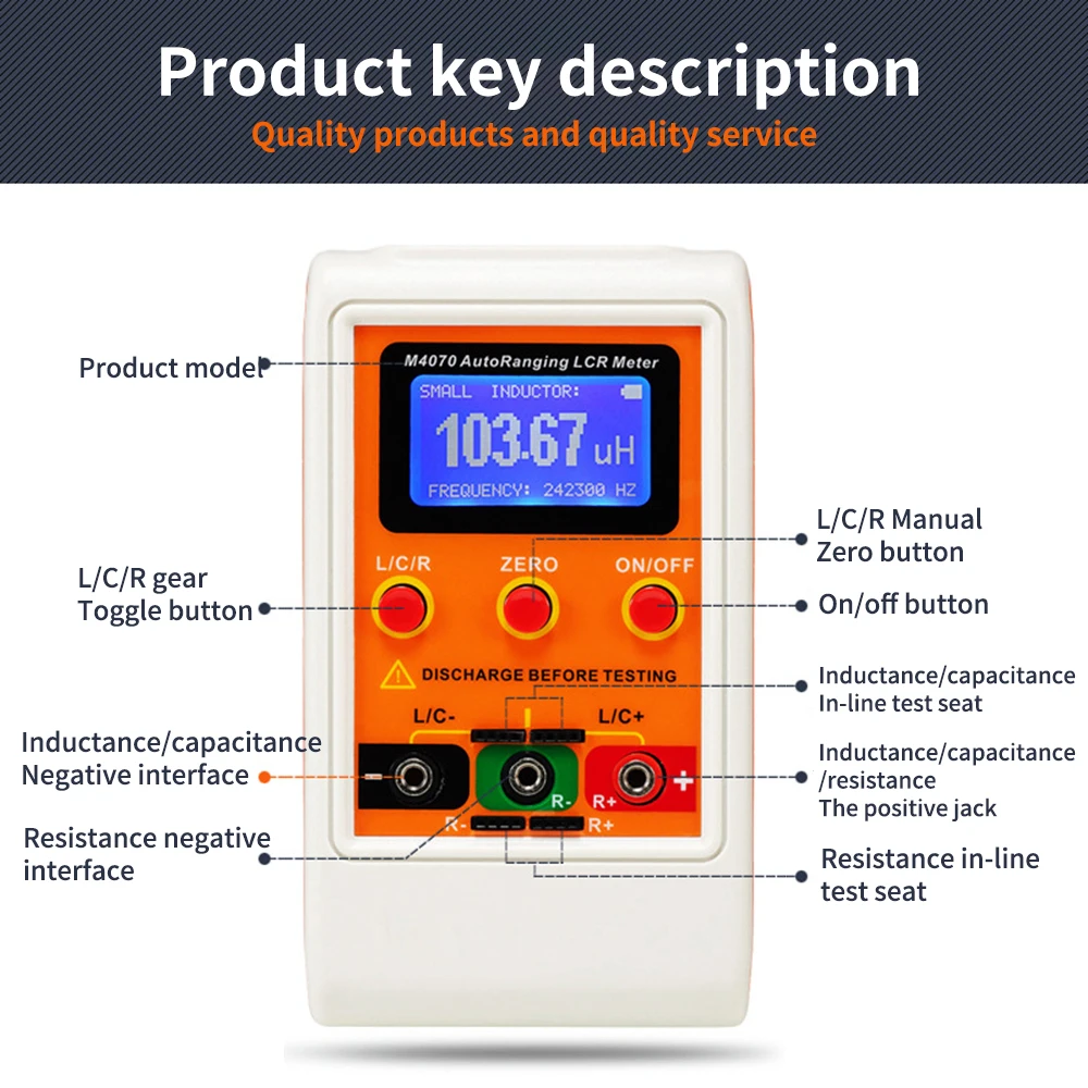 AutoRange LCR Bridge Capacitance Meter M4070 Digital Capacitance Inductance USB PC Program Large Range 100H 100mF Rechargeable