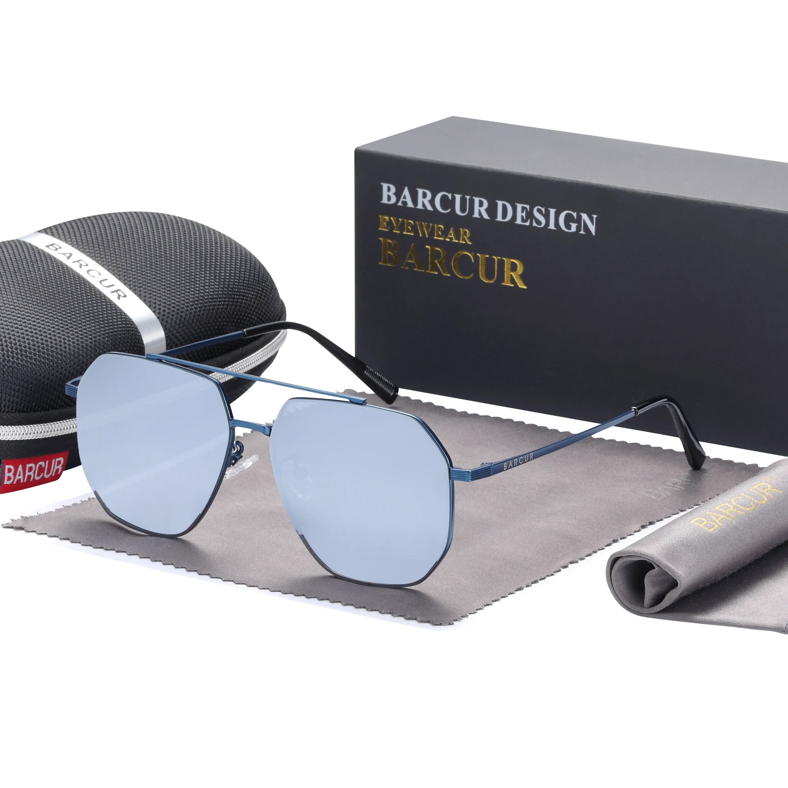 

BARCUR Square Glass Lens Men Sun Glasses for Women Polarized Sunglasses Shades Eyewear Gafas De Sol