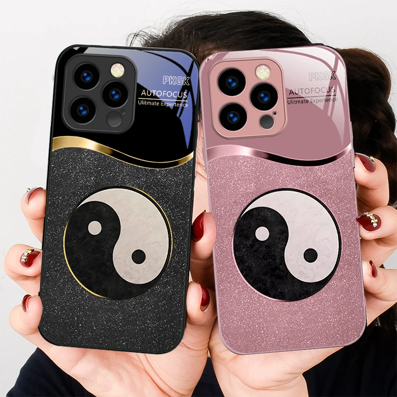 

New Tai Chi Diagram For iPhone 16 E 15 14 13 Plus 12 mini 11 Pro Max 11Pro XR Xs X 7 8 P lus 6 6S 16E Tempered Glass Phone Case