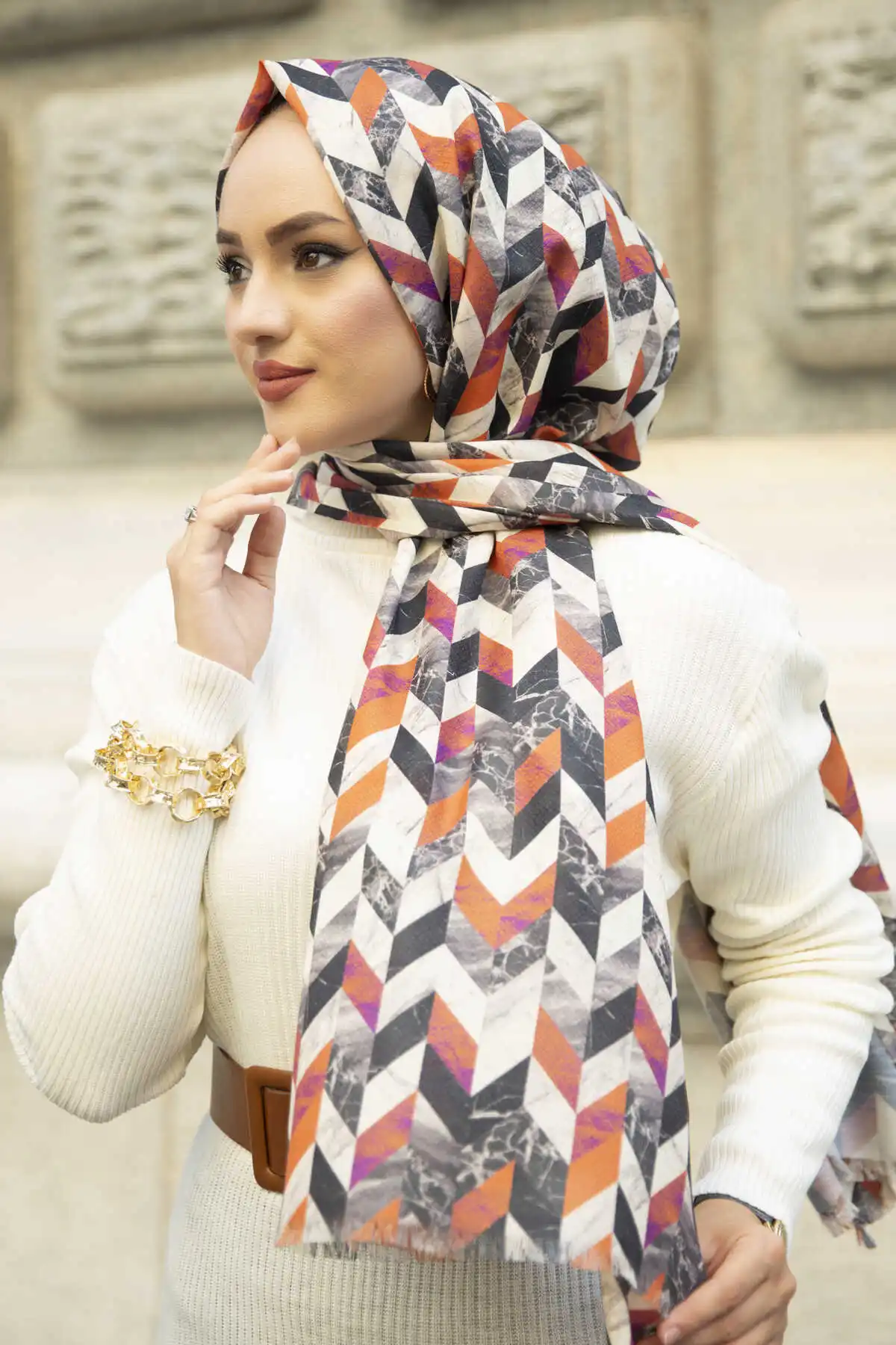 Cotton Pattern Shawl E- -Winter Autumn 2021 Muslim Women Hijab headscarf Islamic Turkey