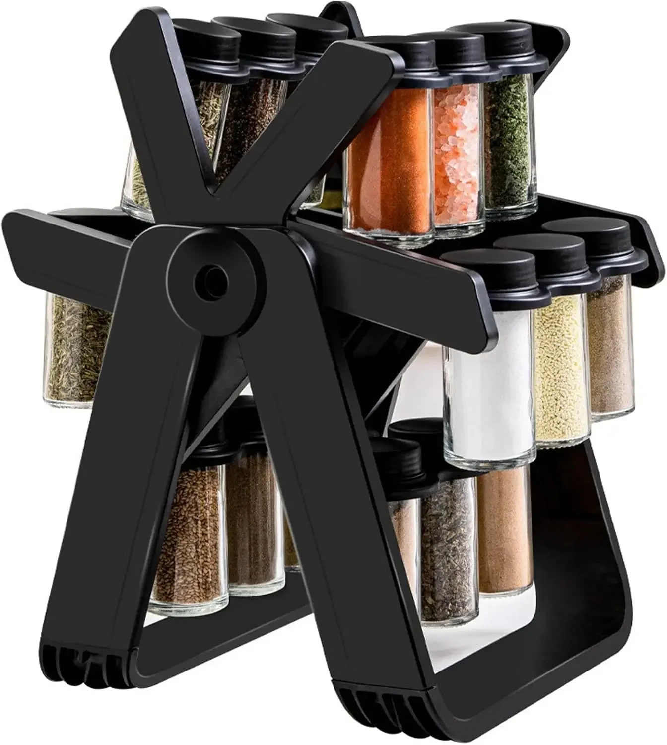 Revolving Rack Set with 18 Spice Jars,360°Rotating Spice Rack Organizer for Countertop,Spinning Spice Rack Shelf