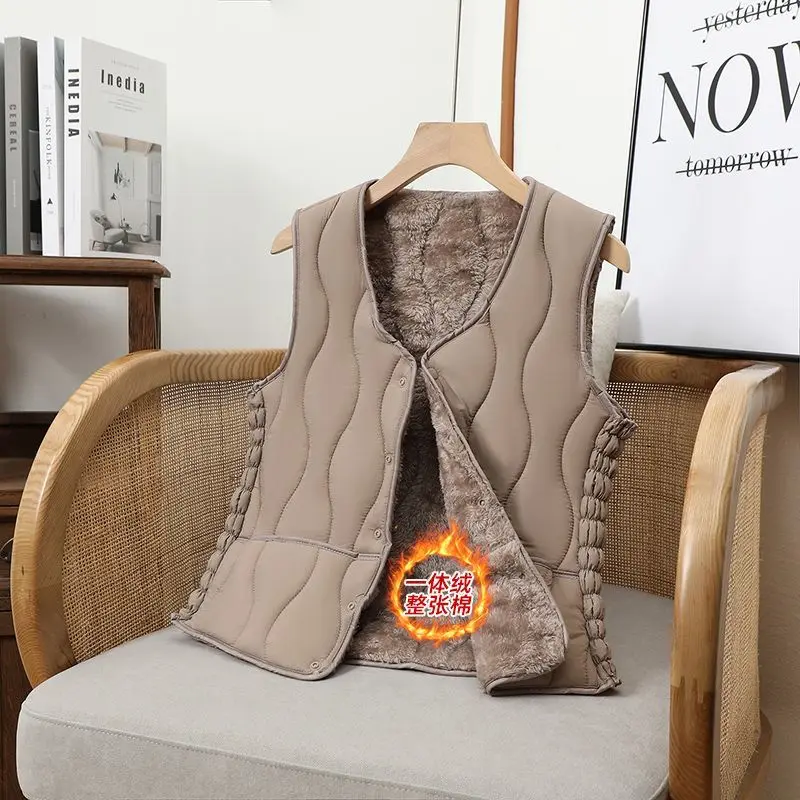 

Autumn Winter New Down Cotton Solid Color V-neck Sleeveless Vest With Lightweight Warm Slim Fit Comfortable Versatile Base Vests