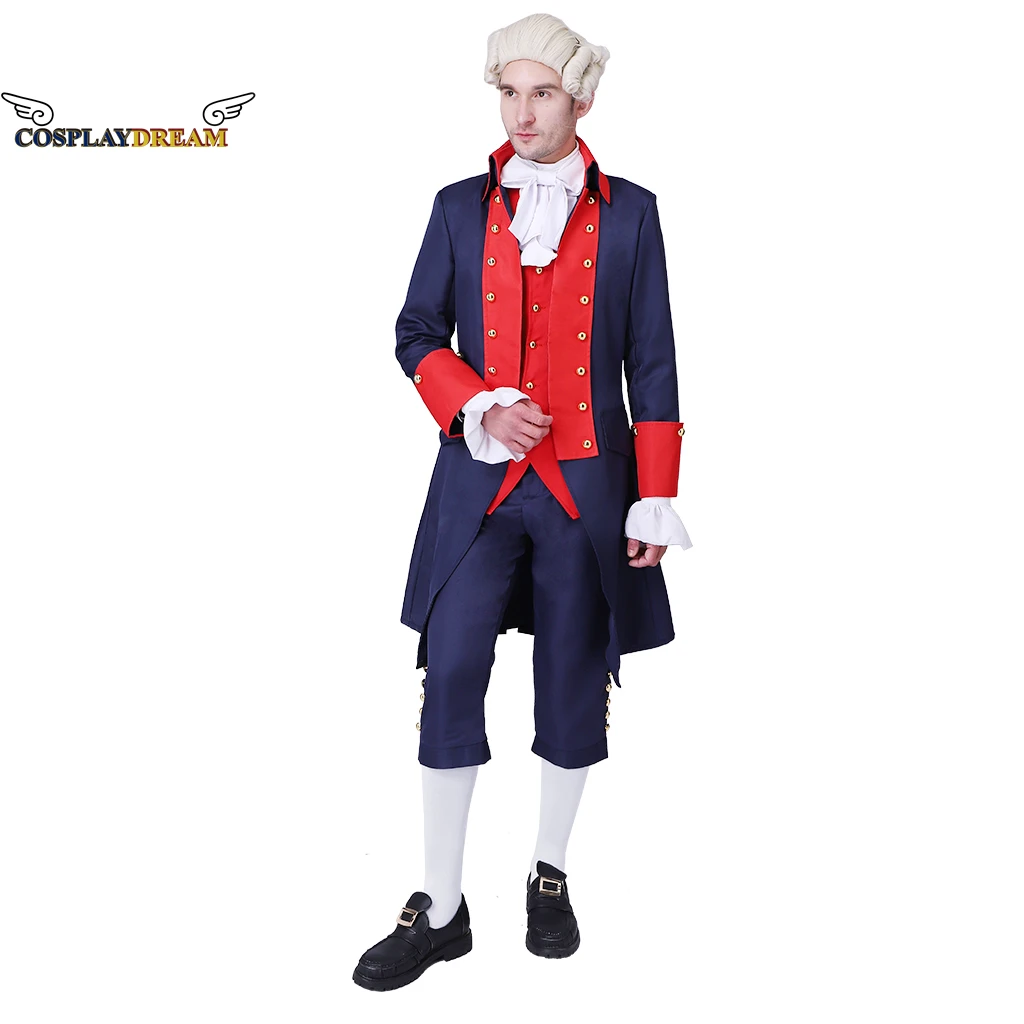 Medieval Colonial Military Uniform Colonial Hamilton Cosplay Costume Men's Colonial Officer Soldier Cosplay Costume Halloween