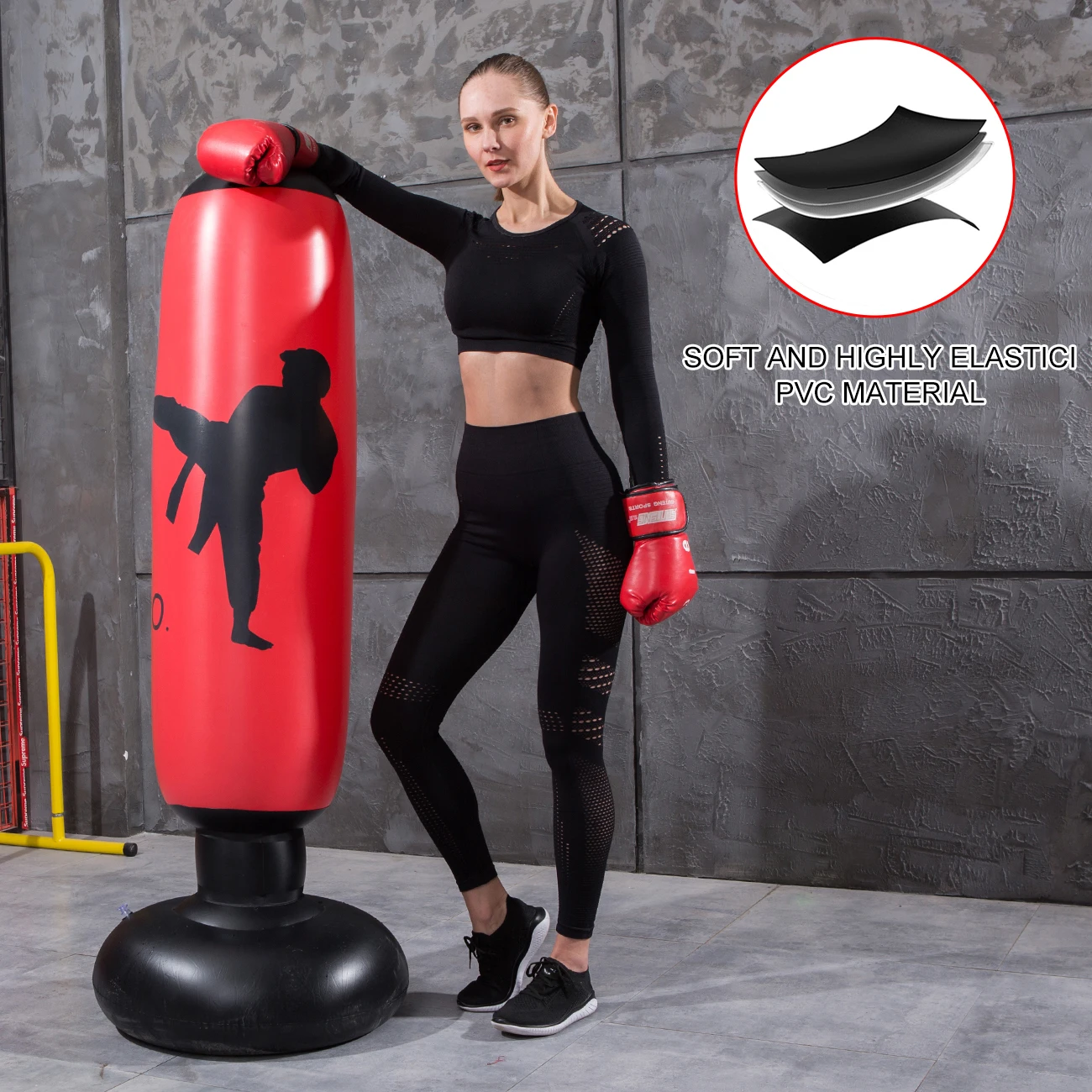 1PC Inflatable Freestanding Heavy Duty Boxing Bag,Women Men Training Equipment Exercise Boxing Standing Punching Bag
