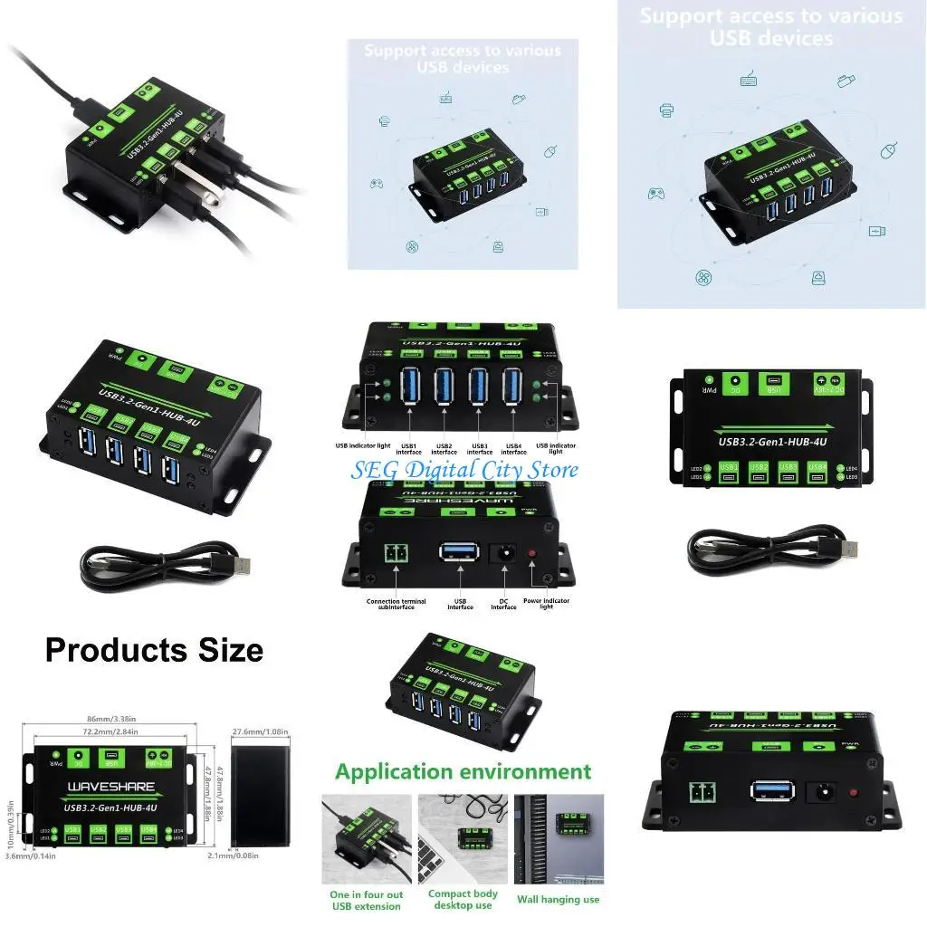 

U75B Metal USB 3.2 4 Port Hub для подключения различных гаджетов USB