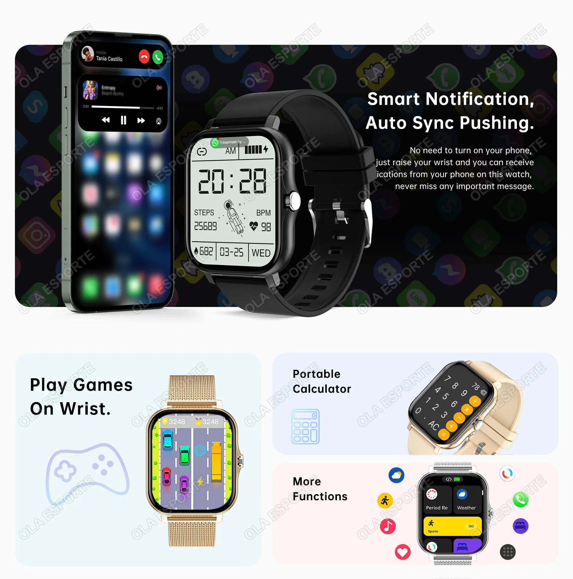 Smart Watch Men For Xiaomi Gifts Smart Island SMS Reminder Sport Fitness Watches BT Calls Digital Smartwatch Wristwatch 2024 New