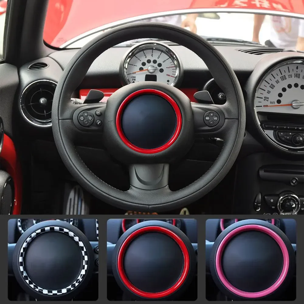 For MINI Cooper JCW F55 F56 Countryman Car Steering Wheel Panel Frame Ring Sticker Trim Center Logo Cover Protector Accessories