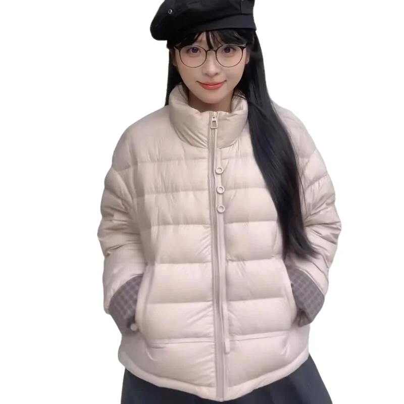 Dames winter nieuwe stijl contrasterende splitsen kort warm broodjack gewatteerd roze katoen dagelijks gebruik damesjas kleding jassen