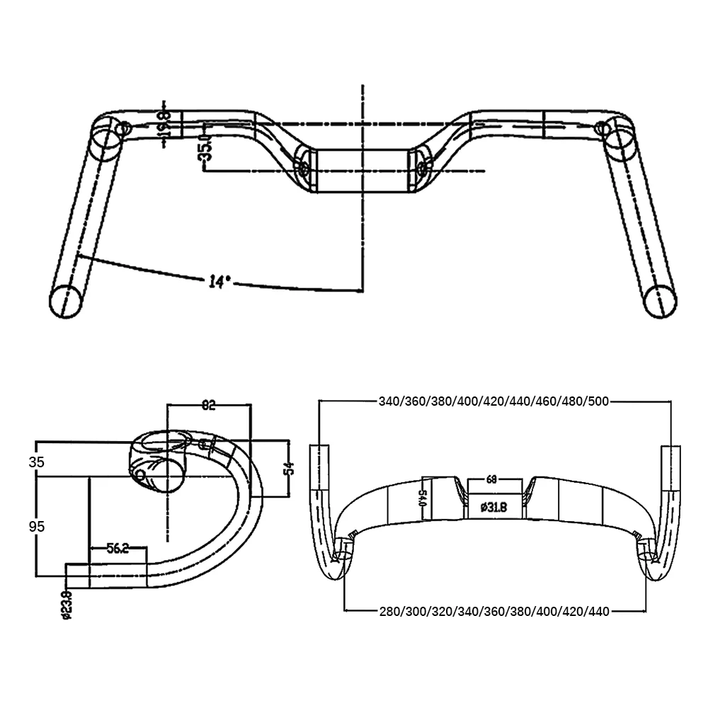 2024 Gravel-Griff 14 ° Carbon-Fahrradlenker Aero-Lenker Drop-Lift Rennradlenker mit internem Kabelzug und festem Zahnrad – Detail 1