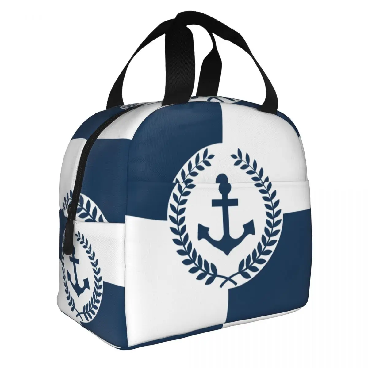 Custom Nautical Anchor Themed Design Resuable Lunch Boxes Women Leakproof Sailing Sailor Cooler Thermal Food Insulated Lunch Bag