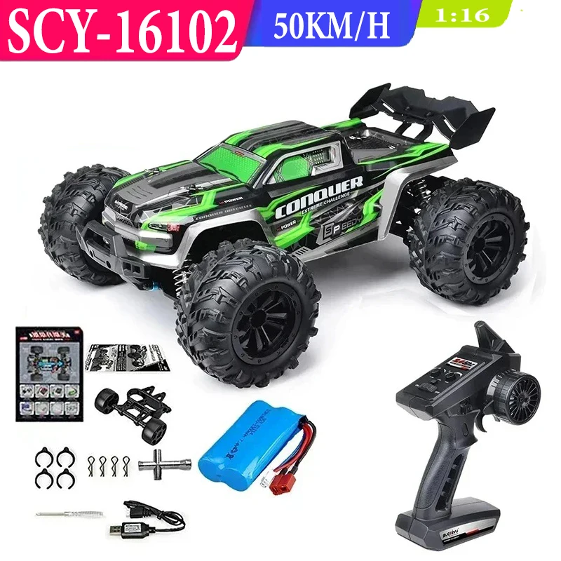 

SCY 16102 Brushed High-Speed 50 Km/h 4X4 Four-Wheel Drive Off-Road 2.4G Remote Control Racing Car 4WD Racing Monster CarToy Gift