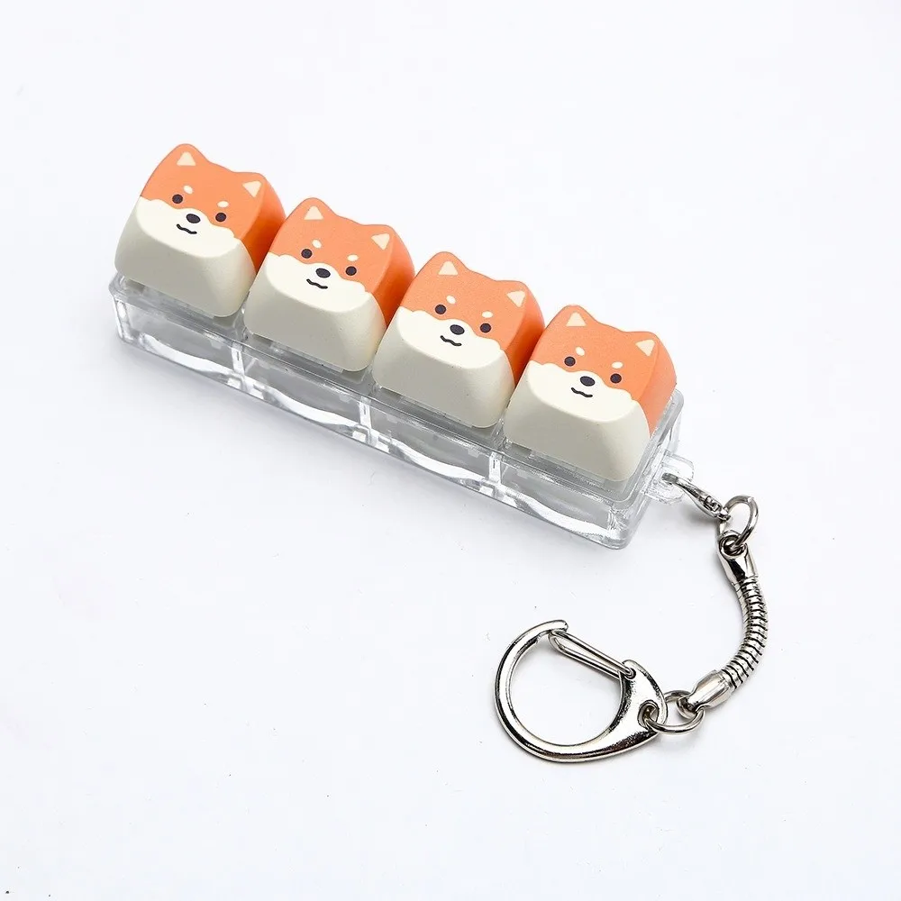 Portable Shiba Inu Fidget Pendant Small Size Dog Shape 4-Key Clicker Keychain Cute Funny Mechanical Switch Keyboard Office