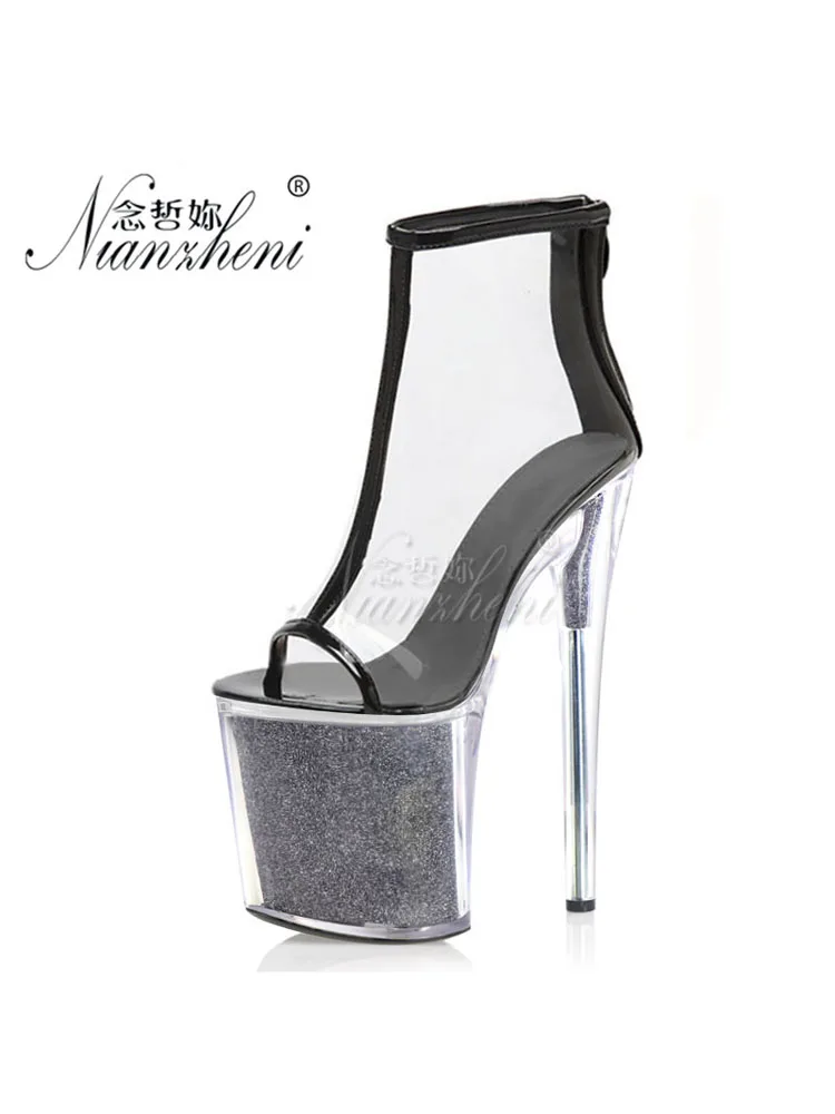 6Inch Platform Vrouwen Laarzen Stripper Hakken Nachtclub Clear Pole Sance Schoenen Show Sexy Modellen Party Volledige Jurk Fetish lady