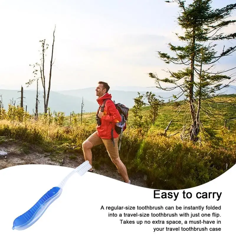 Travel Toothbrush Manual Traveling Toothbrush Foldable Effective Clean Teeth Adults Built-in Lid Toothbrush for Short Trips