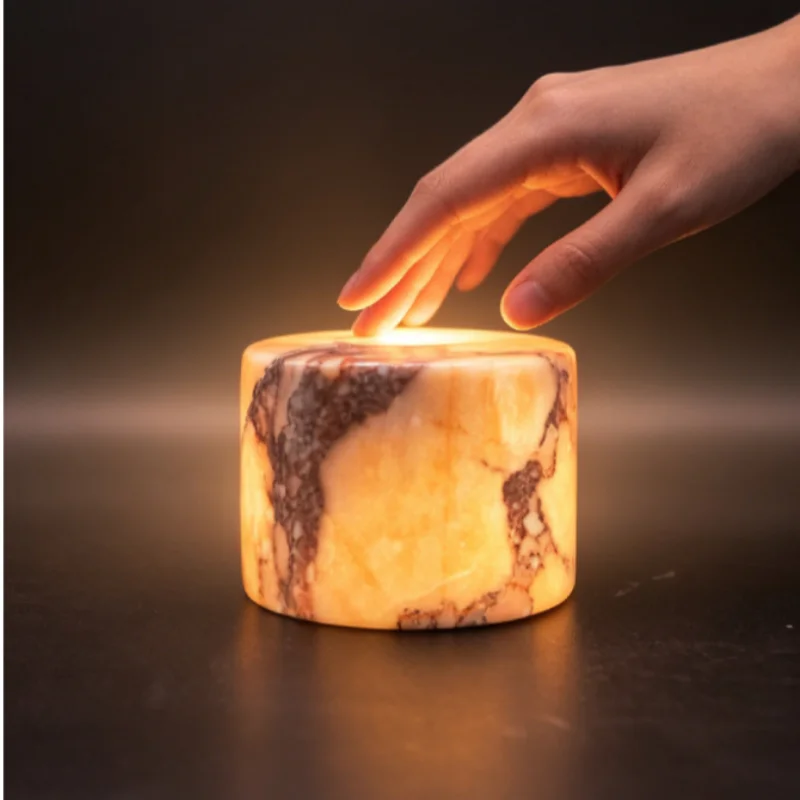 

Clap-style table lamp, luxury stone lamp, marble lamp, bedroom bedside lamp, pink marble