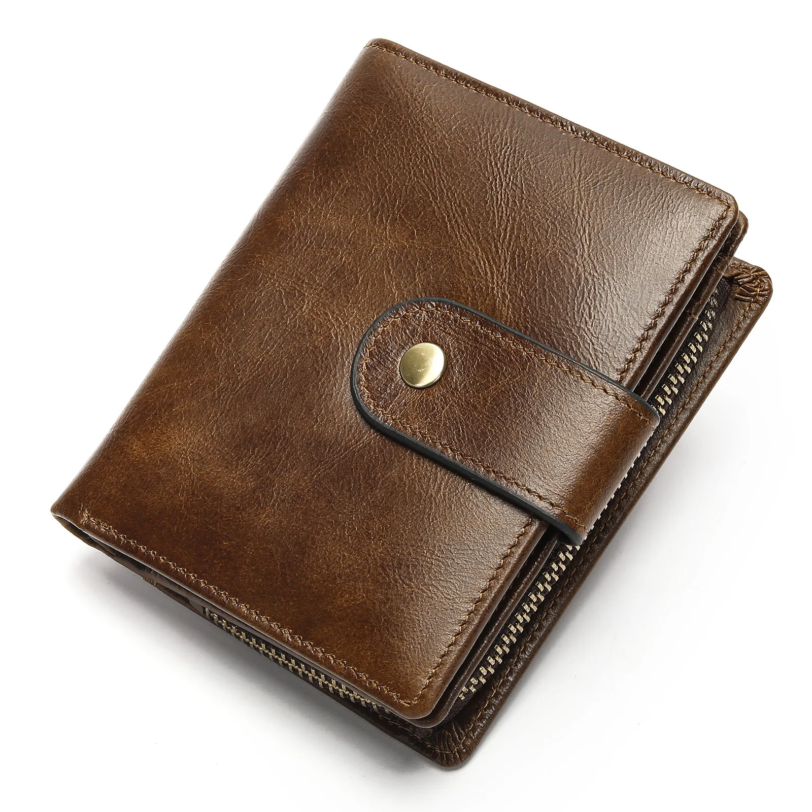 

2024 new Men's Coin Purse Wallet RFID Blocking Zipper vintage PU leather Wallet Credit Card Holder Money Bag Wallet man