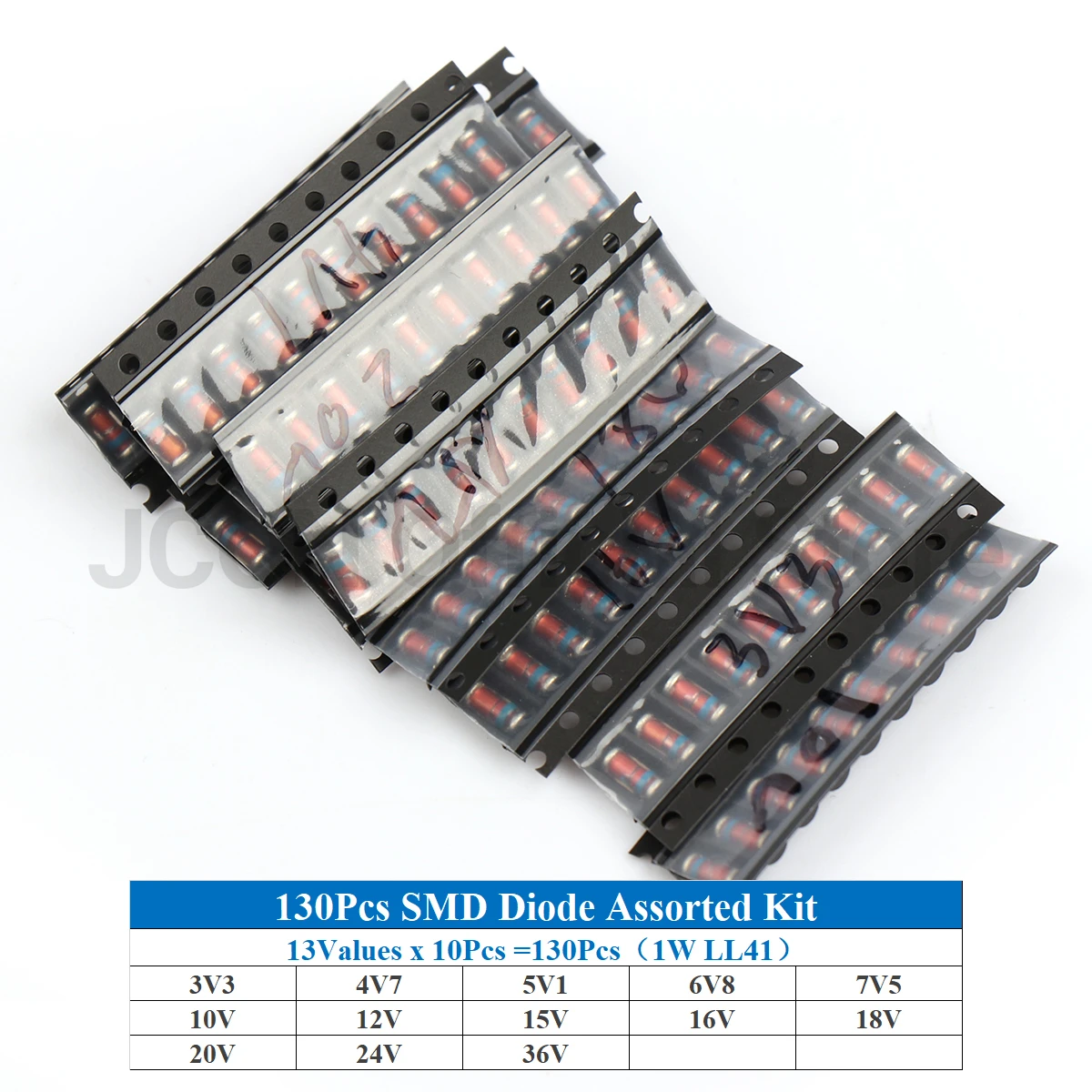 130Pcs 1W SMD Diode Kit LL41 Fast Switching Schottky Diode Assorstment Kit 13Values