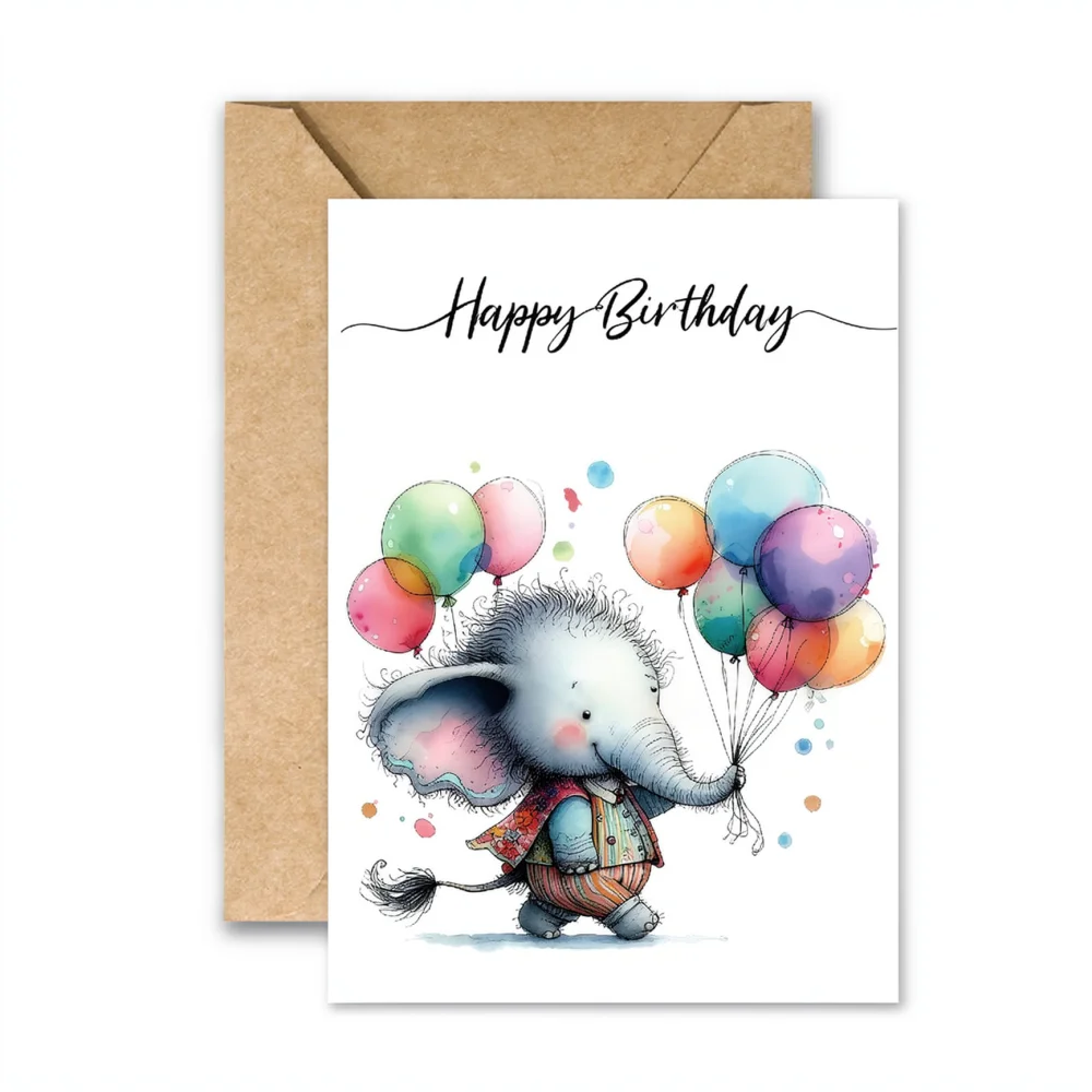 Funny Abstract Style Animal Birthday Card Set Cute Cartoon Illustration Party Invitation Stationary For Best Friends Gift