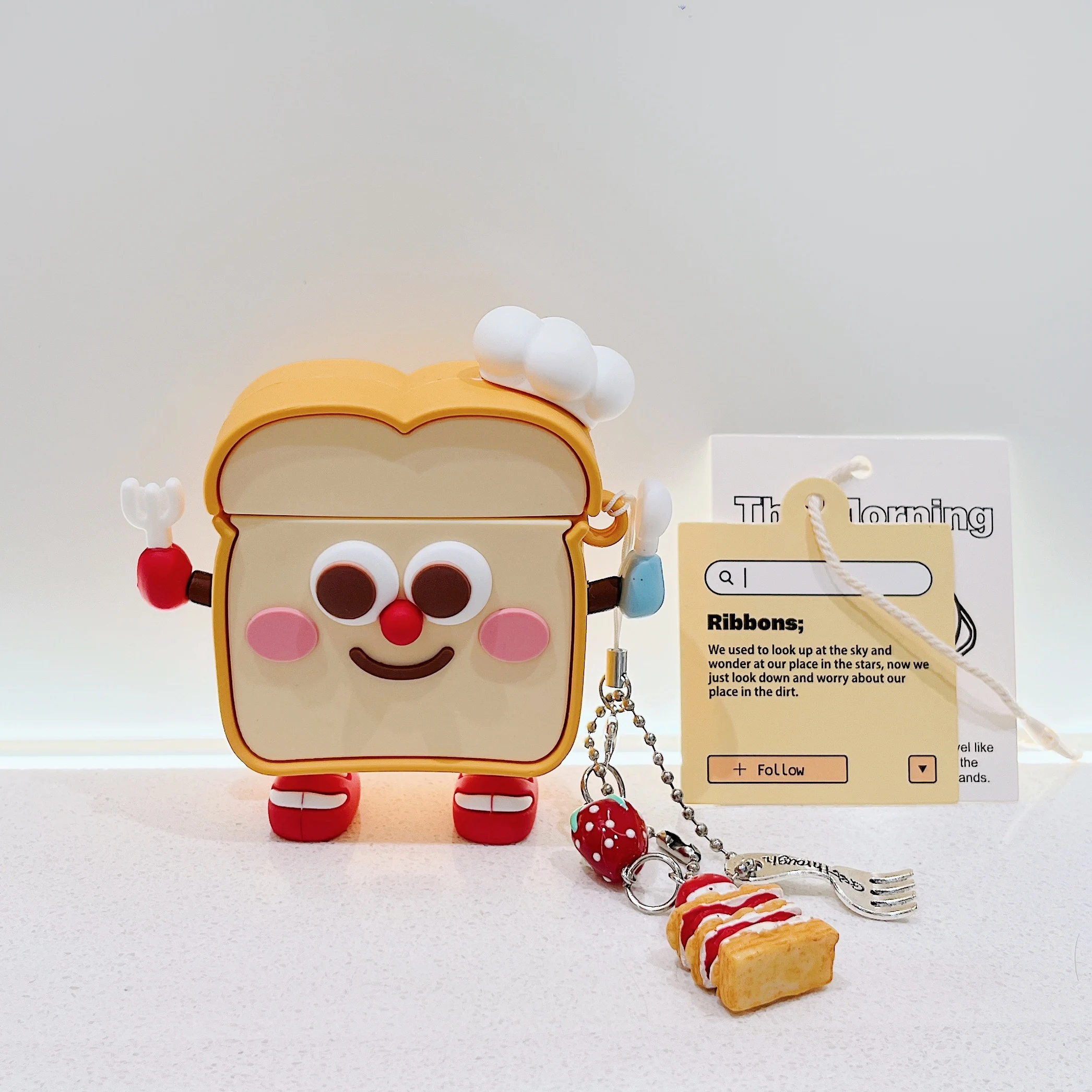 3D Cute Toast Bread Case for AirPods 4 Pro2 Airpod Pro 1 2 3 4 Bluetooth Earbuds Charging Box Protective Earphone Case Cover