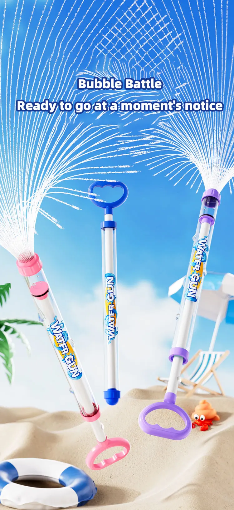 3-teilige Wasserpistole zum Spielen im Wasser, Spielzeug für den Strand, Kinder-Wasserpistole, Party-Wasserpistole, schwimmende Wasserpistole – Detail 1